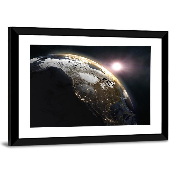 Sunrise Over The Earth Canvas Wall Art-3 Horizontal-Gallery Wrap-25" x 16"-Tiaracle