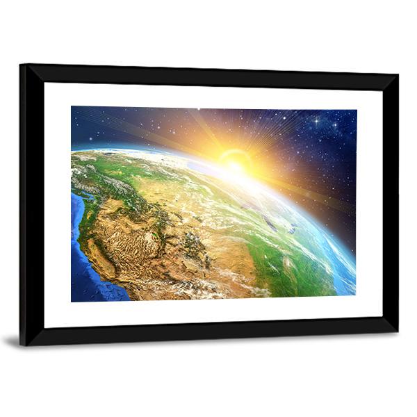 Sunrise Over The Earth Canvas Wall Art-3 Horizontal-Gallery Wrap-25" x 16"-Tiaracle