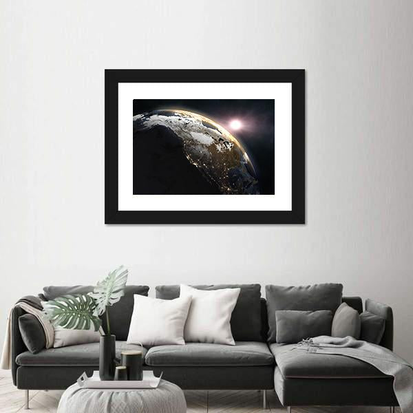 Sunrise Over The Earth Canvas Wall Art-3 Horizontal-Gallery Wrap-25" x 16"-Tiaracle