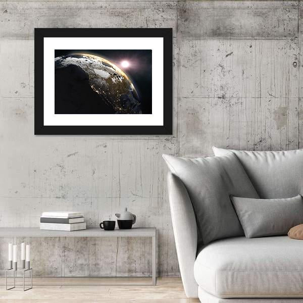 Sunrise Over The Earth Canvas Wall Art-3 Horizontal-Gallery Wrap-25" x 16"-Tiaracle
