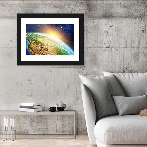 Sunrise Over The Earth Canvas Wall Art-3 Horizontal-Gallery Wrap-25" x 16"-Tiaracle