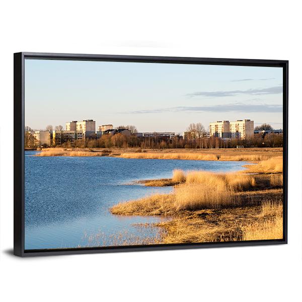 Sunrise Over The Lake In Country Canvas Wall Art-3 Horizontal-Gallery Wrap-25" x 16"-Tiaracle