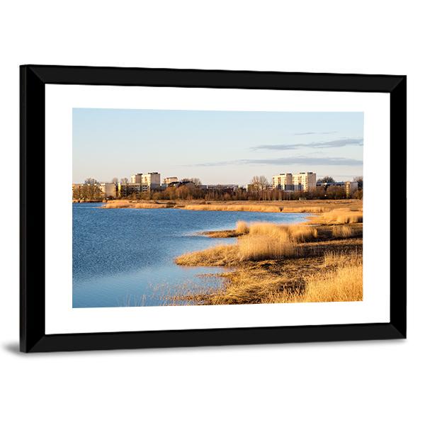 Sunrise Over The Lake In Country Canvas Wall Art-3 Horizontal-Gallery Wrap-25" x 16"-Tiaracle