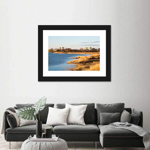 Sunrise Over The Lake In Country Canvas Wall Art-3 Horizontal-Gallery Wrap-25" x 16"-Tiaracle