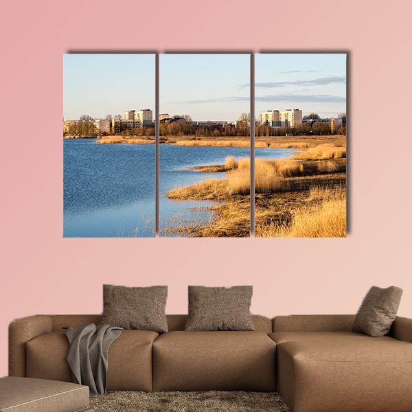 Sunrise Over The Lake In Country Canvas Wall Art-3 Horizontal-Gallery Wrap-37" x 24"-Tiaracle