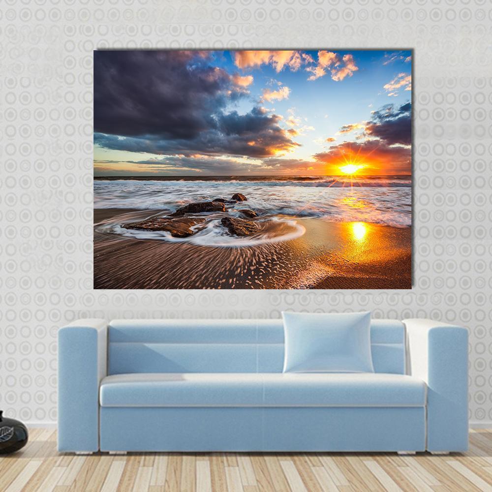 Cloudscape Over Sea Canvas Wall Art-1 Piece-Gallery Wrap-36" x 24"-Tiaracle