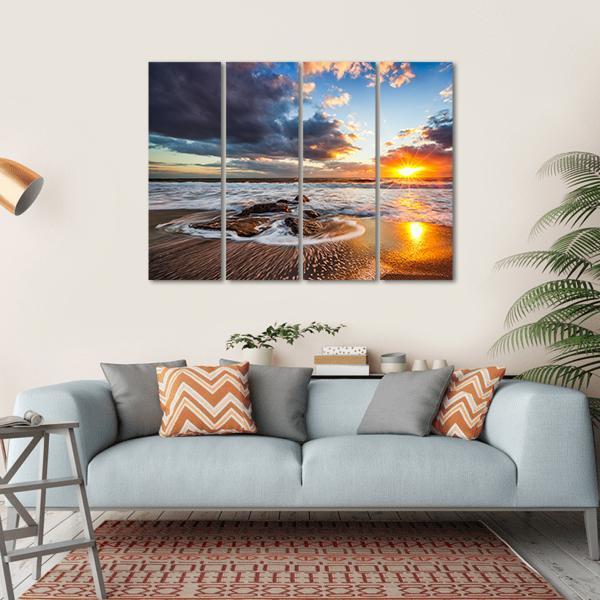 Cloudscape Over Sea Canvas Wall Art-4 Horizontal-Gallery Wrap-34" x 24"-Tiaracle