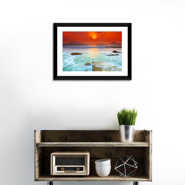 Sunrise Over The Sea Canvas Wall Art-3 Horizontal-Gallery Wrap-25" x 16"-Tiaracle