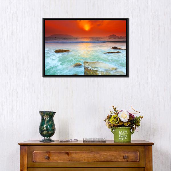 Sunrise Over The Sea Canvas Wall Art-3 Horizontal-Gallery Wrap-25" x 16"-Tiaracle