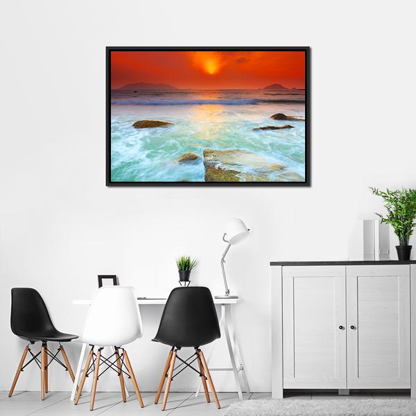 Sunrise Over The Sea Canvas Wall Art-3 Horizontal-Gallery Wrap-25" x 16"-Tiaracle