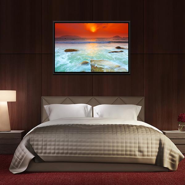 Sunrise Over The Sea Canvas Wall Art-3 Horizontal-Gallery Wrap-25" x 16"-Tiaracle