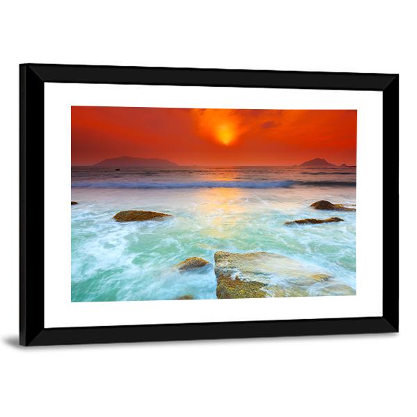 Sunrise Over The Sea Canvas Wall Art-3 Horizontal-Gallery Wrap-25" x 16"-Tiaracle