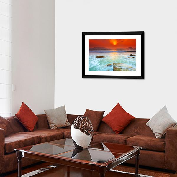 Sunrise Over The Sea Canvas Wall Art-3 Horizontal-Gallery Wrap-25" x 16"-Tiaracle