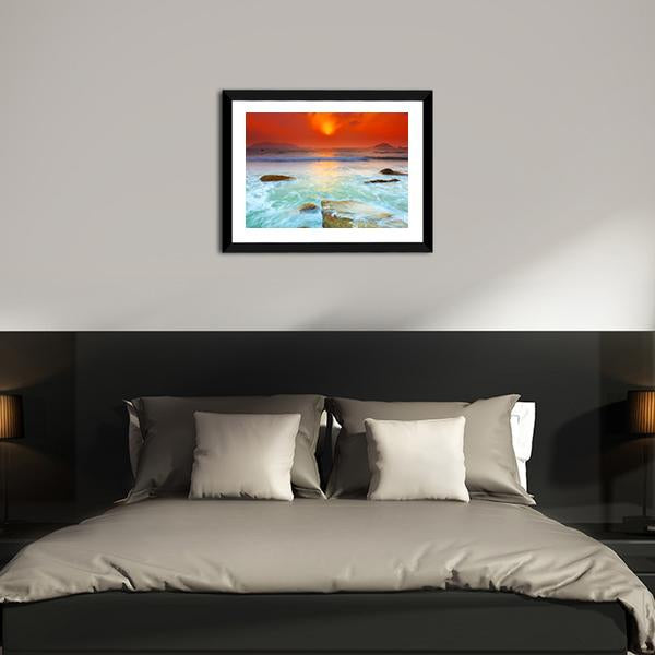Sunrise Over The Sea Canvas Wall Art-3 Horizontal-Gallery Wrap-25" x 16"-Tiaracle