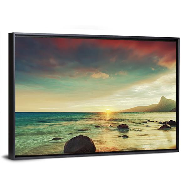 Sunrise Over The Sea Con Dao Canvas Wall Art-3 Horizontal-Gallery Wrap-25" x 16"-Tiaracle