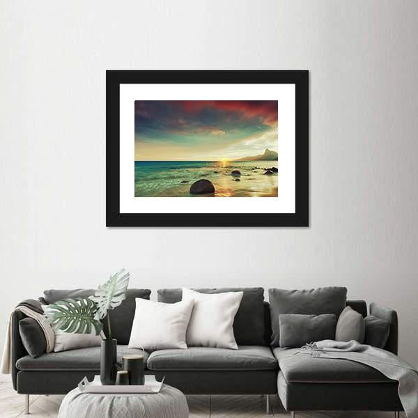 Sunrise Over The Sea Con Dao Canvas Wall Art-3 Horizontal-Gallery Wrap-25" x 16"-Tiaracle