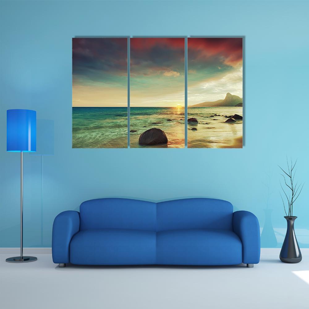 Sunrise Over The Sea Con Dao Canvas Wall Art-3 Horizontal-Gallery Wrap-37" x 24"-Tiaracle