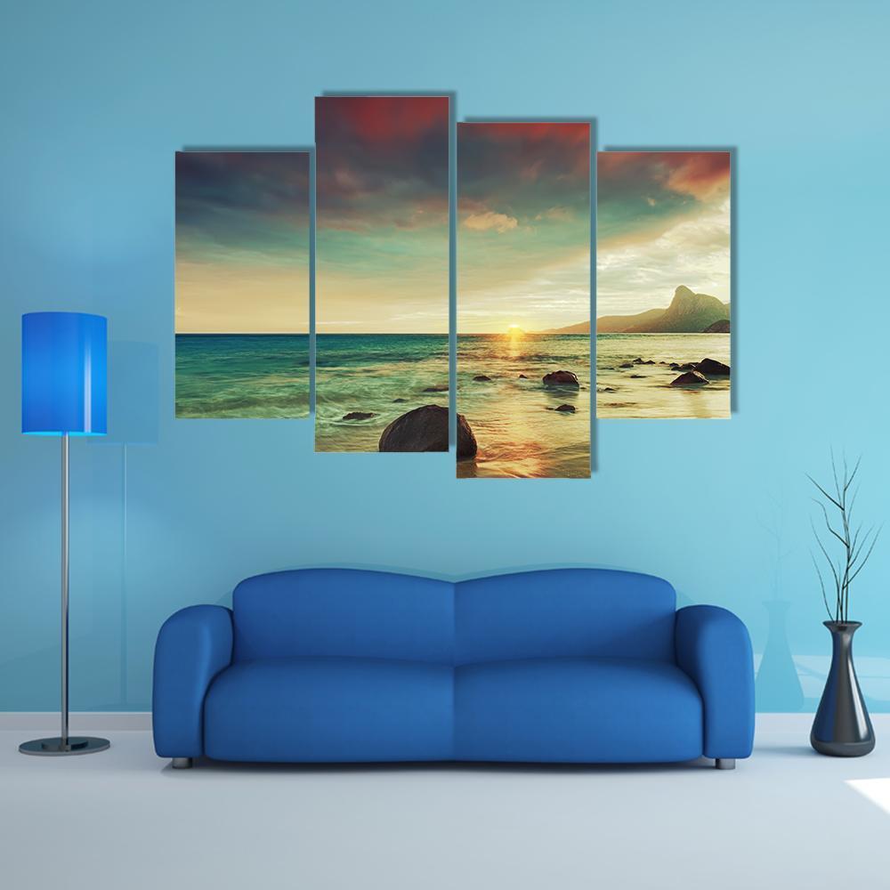 Sunrise Over The Sea Con Dao Canvas Wall Art-4 Pop-Gallery Wrap-50" x 32"-Tiaracle
