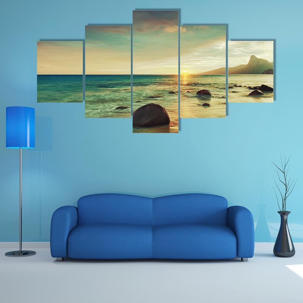 Sunrise Over The Sea Con Dao Canvas Wall Art-5 Star-Gallery Wrap-62" x 32"-Tiaracle