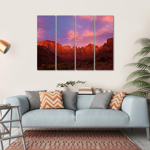 Sunrise Over The Towers Of Virgin Canvas Wall Art-4 Horizontal-Gallery Wrap-34" x 24"-Tiaracle