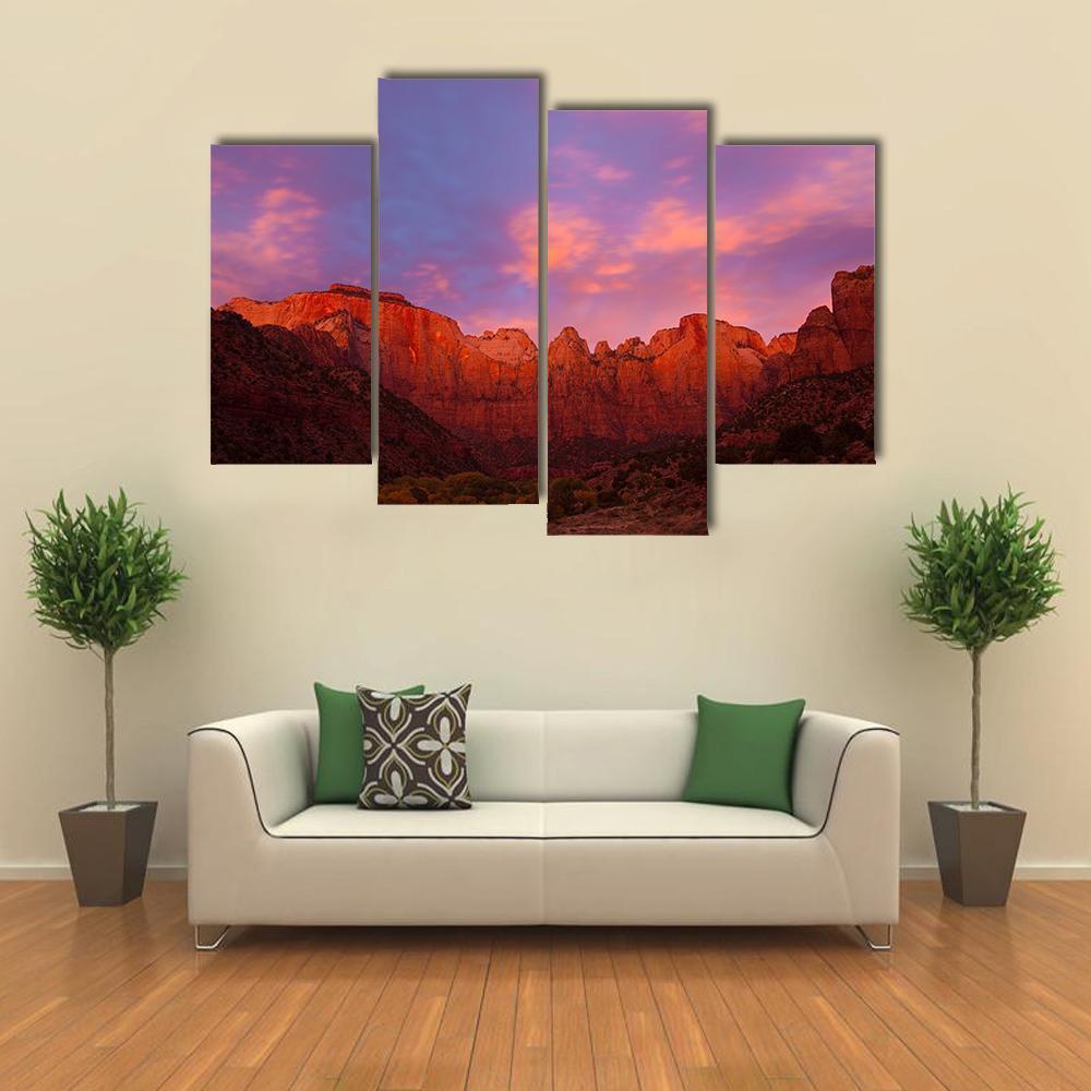 Sunrise Over The Towers Of Virgin Canvas Wall Art-4 Pop-Gallery Wrap-50" x 32"-Tiaracle