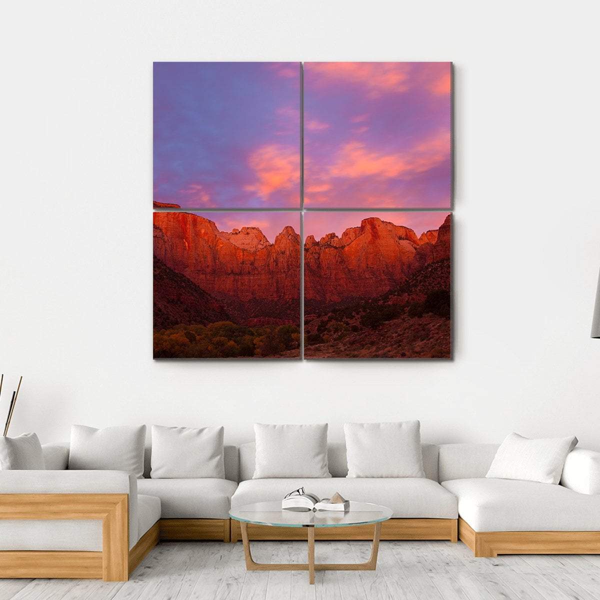 Sunrise Over The Towers Of Virgin Canvas Wall Art-4 Square-Gallery Wrap-17" x 17"-Tiaracle