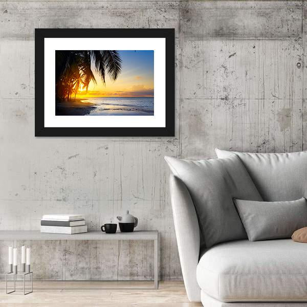 Sunrise Over Tropical Beach Canvas Wall Art-3 Horizontal-Gallery Wrap-25" x 16"-Tiaracle