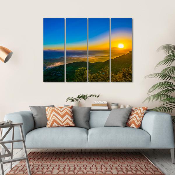 Sunrise Over Valley In Central Sicily Canvas Wall Art-4 Horizontal-Gallery Wrap-34" x 24"-Tiaracle