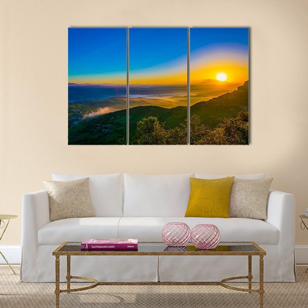 Sunrise Over Valley In Central Sicily Canvas Wall Art-3 Horizontal-Gallery Wrap-37" x 24"-Tiaracle