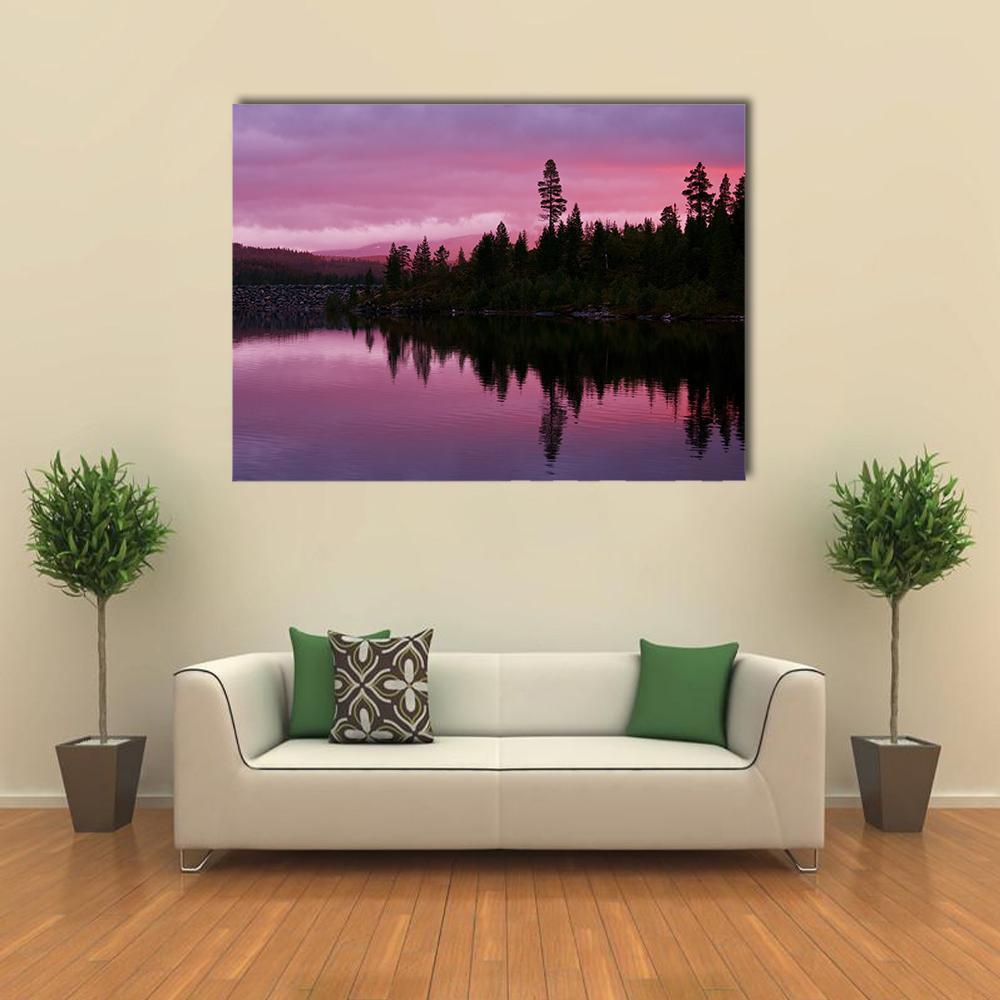 Sunrise Scene On Lake Canvas Wall Art-4 Horizontal-Gallery Wrap-34" x 24"-Tiaracle