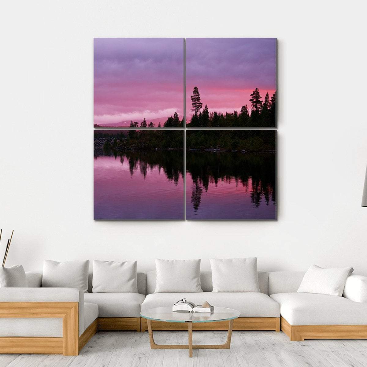 Sunrise Scene On Lake Canvas Wall Art-4 Square-Gallery Wrap-17" x 17"-Tiaracle