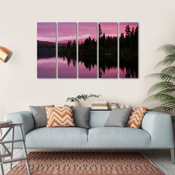 Sunrise Scene On Lake Canvas Wall Art-5 Horizontal-Gallery Wrap-22" x 12"-Tiaracle