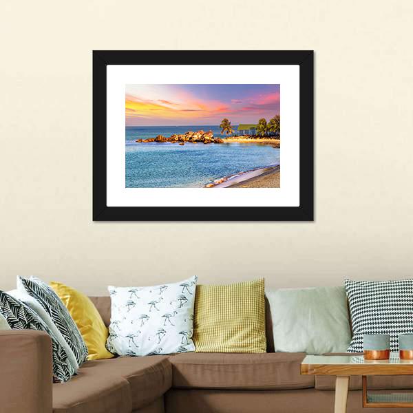 Sunrise Tropical Landscape Sea Canvas Wall Art-3 Horizontal-Gallery Wrap-25" x 16"-Tiaracle