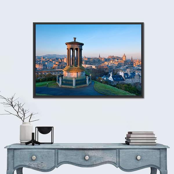 Sunrise View Across The City Of Edinburgh From Calton Hill Canvas Wall Art-1 Piece-Floating Frame-24" x 16"-Tiaracle