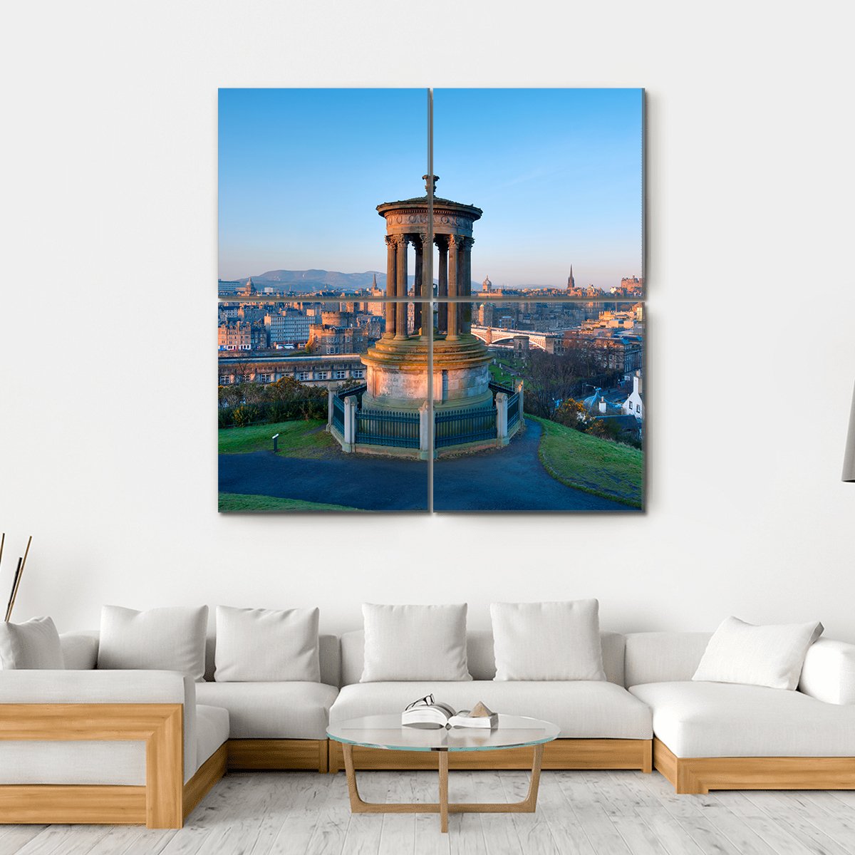 City Of Edinburgh From Calton Hill Canvas Wall Art-4 Square-Gallery Wrap-17" x 17"-Tiaracle