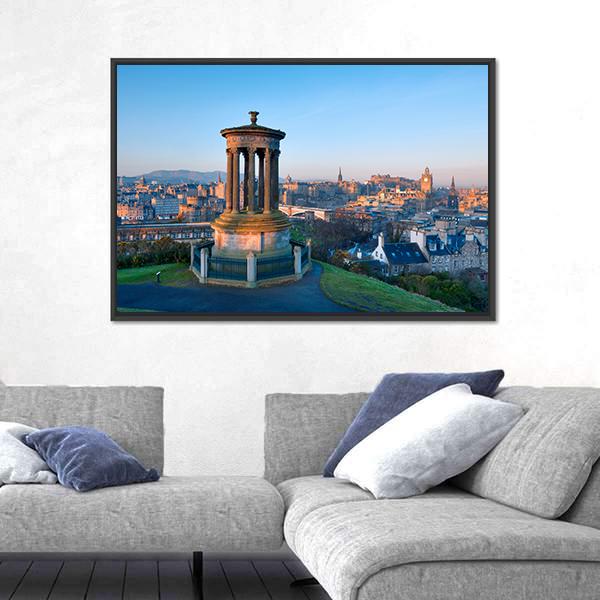Sunrise View Across The City Of Edinburgh From Calton Hill Canvas Wall Art-3 Horizontal-Gallery Wrap-25" x 16"-Tiaracle