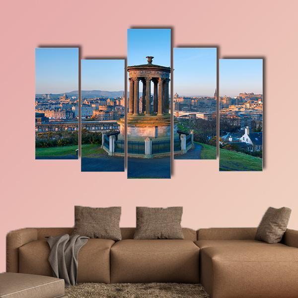 Sunrise View Across The City Of Edinburgh From Calton Hill Canvas Wall Art-5 Pop-Gallery Wrap-47" x 32"-Tiaracle