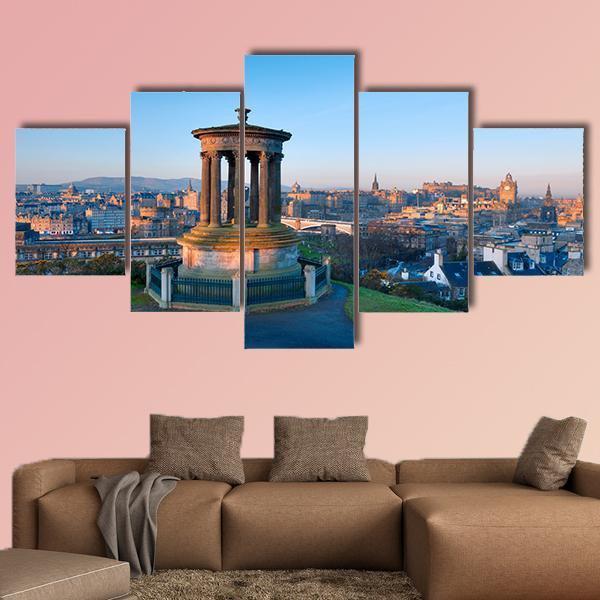 Sunrise View Across The City Of Edinburgh From Calton Hill Canvas Wall Art-5 Star-Gallery Wrap-62" x 32"-Tiaracle