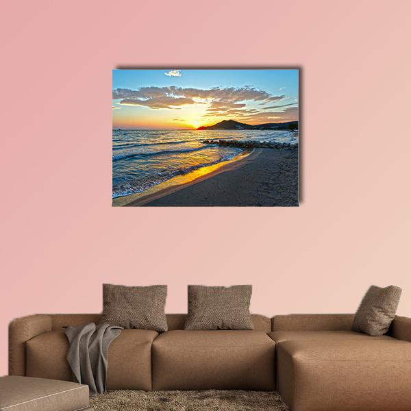Sunrise View From Beach Canvas Wall Art-1 Piece-Gallery Wrap-36" x 24"-Tiaracle