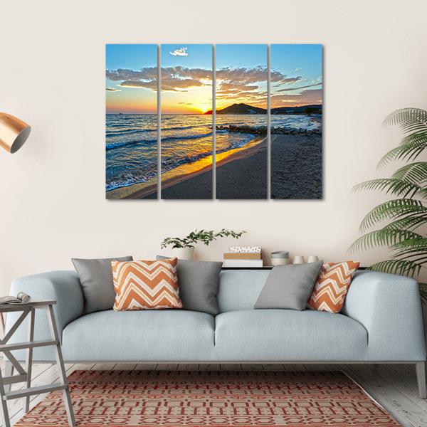Sunrise View From Beach Canvas Wall Art-4 Horizontal-Gallery Wrap-34" x 24"-Tiaracle