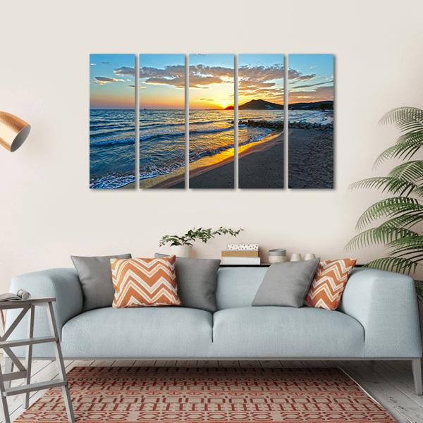 Sunrise View From Beach Canvas Wall Art-5 Horizontal-Gallery Wrap-22" x 12"-Tiaracle