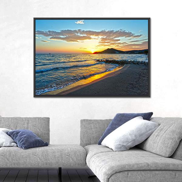 Sunrise View From Beach Panoramic Canvas Wall Art-1 Piece-36" x 12"-Tiaracle