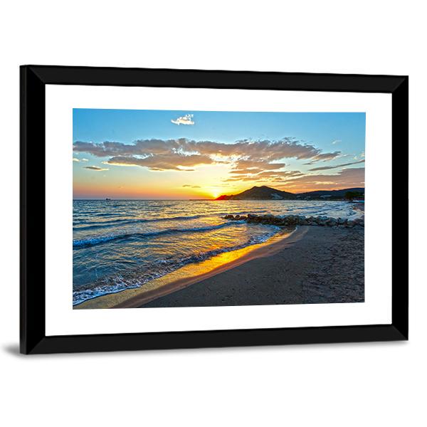 Sunrise View From Beach Panoramic Canvas Wall Art-1 Piece-36" x 12"-Tiaracle