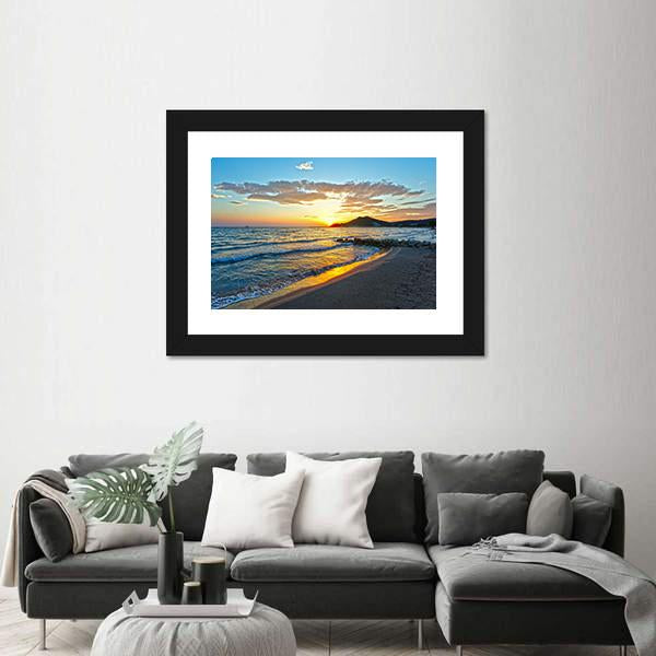 Sunrise View From Beach Panoramic Canvas Wall Art-1 Piece-36" x 12"-Tiaracle