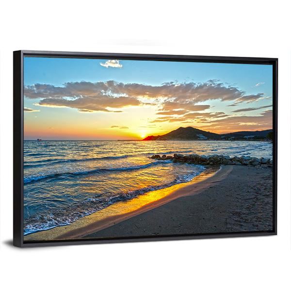 Sunrise View From Beach Panoramic Canvas Wall Art-1 Piece-36" x 12"-Tiaracle