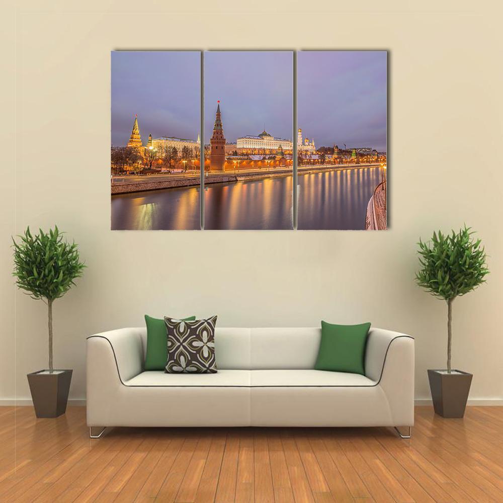 Moscow Kremlin At Sunrise Canvas Wall Art-3 Horizontal-Gallery Wrap-37" x 24"-Tiaracle