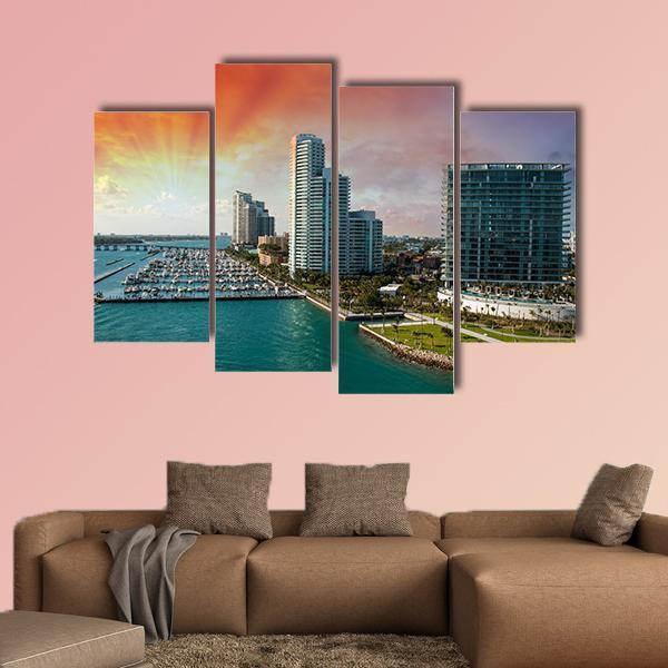 City Of Miami Florida Canvas Wall Art-4 Pop-Gallery Wrap-50" x 32"-Tiaracle