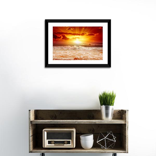 Sunset Above The Sea Canvas Wall Art-3 Horizontal-Gallery Wrap-25" x 16"-Tiaracle