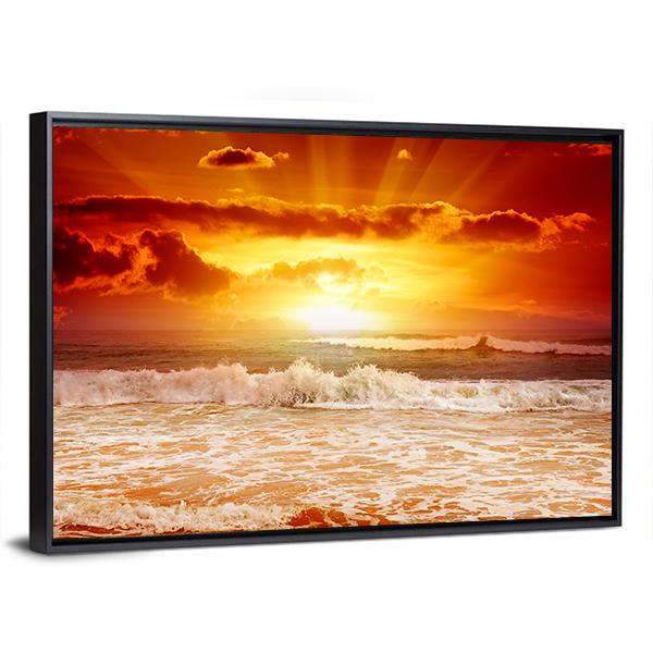 Sunset Above The Sea Canvas Wall Art-3 Horizontal-Gallery Wrap-25" x 16"-Tiaracle