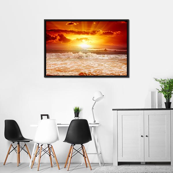 Sunset Above The Sea Canvas Wall Art-3 Horizontal-Gallery Wrap-25" x 16"-Tiaracle